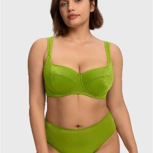 HSIA Green Starry Night Balconette Underwire Bra 36DDD NWT